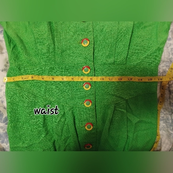 🍒 Vintage Rare Success Dress Green Midi Button Up Dress - Picture 9 of 12